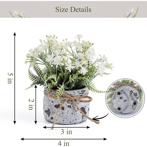 Fake Plants White Small with 2 Pack The Sunflower for Bathroom Shelf Decor - Picture 3 of 7